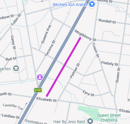 Map of the location of the proposed McAdie Lane